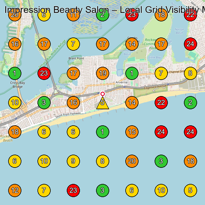 Impression Beauty Salon Beauty Salon GeoGrid ranking map for Queens NY